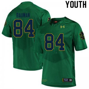 Notre Dame Fighting Irish Youth Kevin Bauman #84 Green Under Armour Authentic Stitched College NCAA Football Jersey PWA6899SC